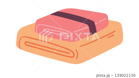 Towel Stack Folded Laundry Cartoon Style 139022130