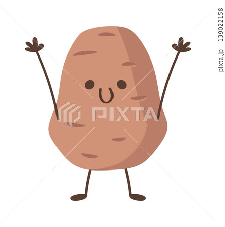 Potato Mascot With Raised Hands Cartoon Potato Mascot With Raised Hands Cartoon 139022158