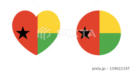 Guinea Bissau heart, round flag button, sticker. Heart shaped, circle flag of Guinea Bissau background, banner. National Guinea Bissau flag icon, badge. Guinea Bissau heart, round flag button, sticker. Heart shaped, circle flag of Guinea Bissau background, banner. National Guinea Bissau flag icon, badge. 139022197