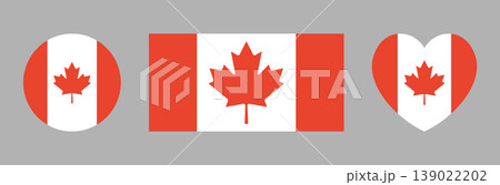 Canada flag. Canadian flag heart shaped, rounded, rectangular icon, sticker. National flag of Canadian background, banner set. Circle, rectangle, heart flag of Canada badge, button. Canada flag. Canadian flag heart shaped, rounded, rectangular icon, sticker. National flag of Canadian background, banner set. Circle, rectangle, heart flag of Canada badge, button. 139022202
