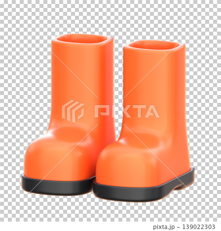 Cute 3D Autumn Boots Icon, Fall Weather Illustration for UI App, Seasonal Outdoor Design, Rainy Day Fashion Visual, and Cozy Digital Products 139022303
