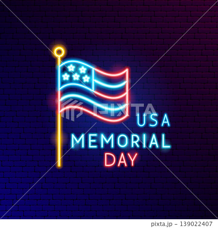 USA Memorial Day Neon Label USA Memorial Day Neon Label 139022407