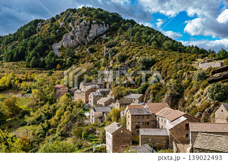 The old village of Tella and the surrounding landscape in Huesca. Aragon. Spain. The old village of Tella and the surrounding landscape in Huesca. Aragon. Spain. 139022493