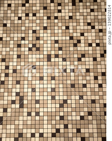 Texture of small square mosaic in beige tones 139022814