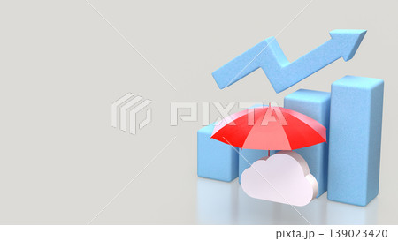 Business Growth Protection Concept With Umbrella And Cloud Security 3d render. 139023420