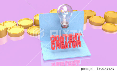 Abstract Digital Content Creation Concept With Blurred Laptop Interface 3d render. 139023423
