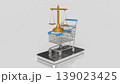 Online Shopping Legal Balance Concept With Scales And Digital Cart 3d render. 139023425