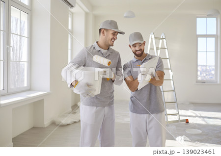 Professional Painters Working On Home Renovation Professional Painters Working On Home Renovation 139023461