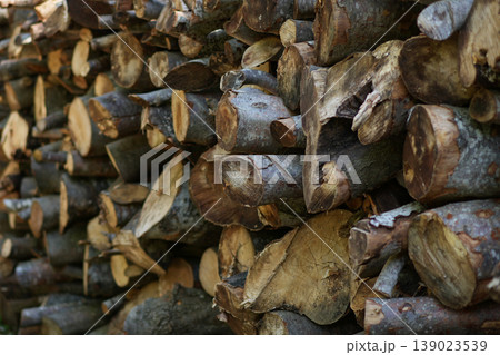Stacked firewood logs woodpile texture rustic natural timber background closeup Stacked firewood logs woodpile texture rustic natural timber background closeup 139023539