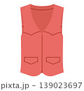 Red sleeveless vest with structured paneling and utility pocket details creating fitted silhouette with clean seams and modern functional design. Technical fashion illustration front view. 139023697