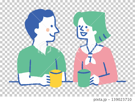 A man and a woman having a meeting at a cafe_color A man and a woman having a meeting at a cafe_color 139023710