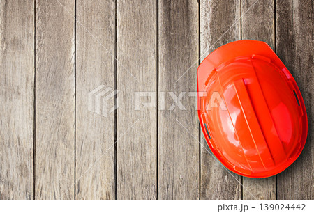 Engineer safety helmet overhead view. Engineer safety helmet overhead view. 139024442