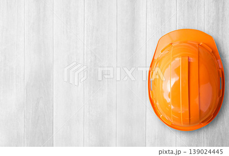 Engineer safety helmet overhead view. Engineer safety helmet overhead view. 139024445