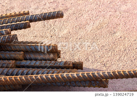 Close up steel rebar for reinforcement concrete Close up steel rebar for reinforcement concrete 139024719