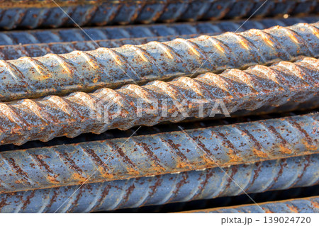 Close up steel rebar for reinforcement concrete 139024720