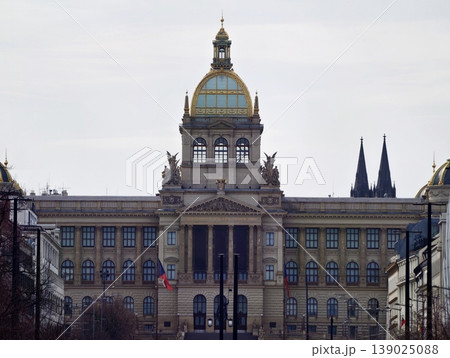 Cultural Heritage Site Showcasing Historic Architectural Features Amid Somber Civic Ambiance 139025088