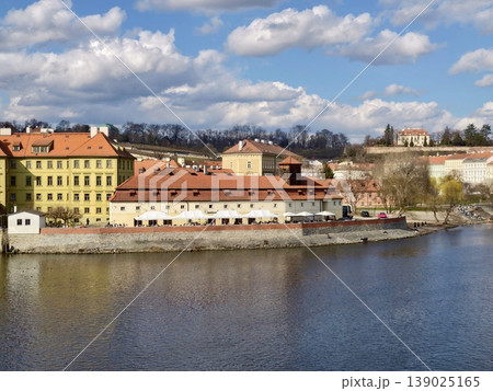 Tranquil Urban Environment Displaying Vintage Architecture And Soft Reflections Under Cloudy Weather 139025165