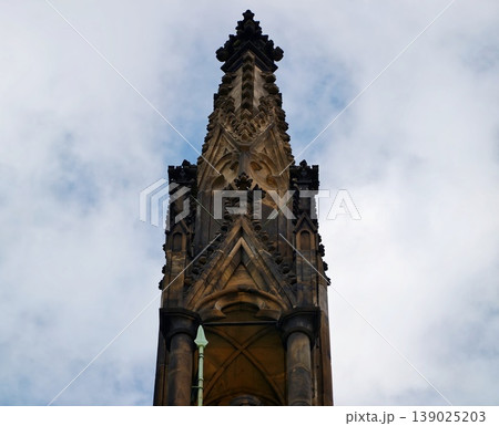 Niche Tower Displaying Intricate Pinnacles And Shadowed Architectural Recesses Emphasizing Spiritual Depth Niche Tower Displaying Intricate Pinnacles And Shadowed Architectural Recesses Emphasizing Spiritual Depth 139025203