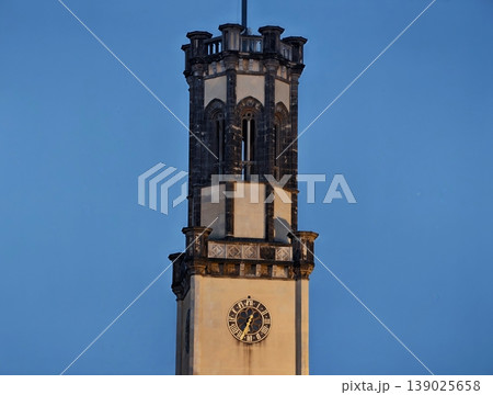 Architectural Monument In City Center Displays Clock Face And Celebrates Civic Festivities Enthusiastically 139025658
