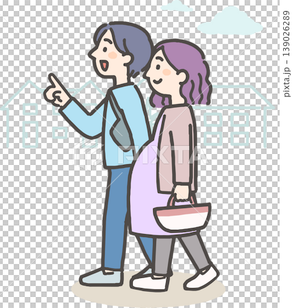 一位孕婦和她的年輕伴侶在城裡閒逛。 139026289