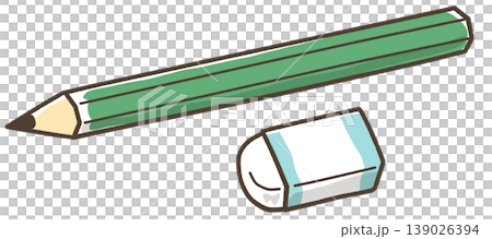 一支簡單的六角鉛筆和一塊簡單的普通橡皮。 139026394