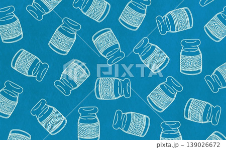牛乳の線画のパターン(ホワイト×ブルー) 139026672