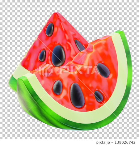 watermelon 3d render icon, Summer illustration 139026742