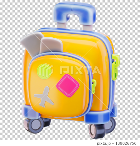 suitcase 3d render icon, Summer illustration suitcase 3d render icon, Summer illustration 139026750