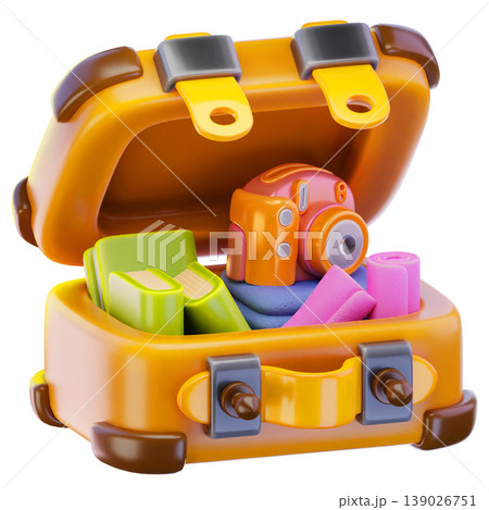 suitcase 3d render icon, Summer illustration 139026751