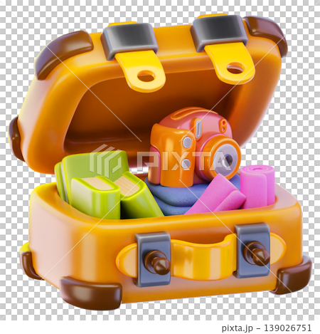 suitcase 3d render icon, Summer illustration 139026751