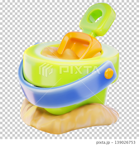 sand bucket 3d render icon, Summer illustration sand bucket 3d render icon, Summer illustration 139026753