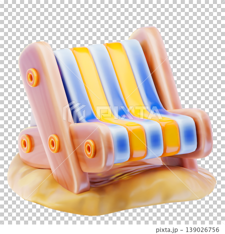 beach chairs 3d render icon, Summer illustration 139026756