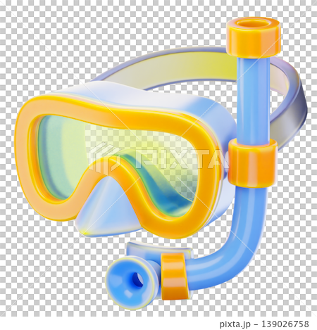 scuba mask 3d render icon, Summer illustration scuba mask 3d render icon, Summer illustration 139026758