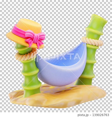 beach hammock 3d render icon, Summer illustration beach hammock 3d render icon, Summer illustration 139026763