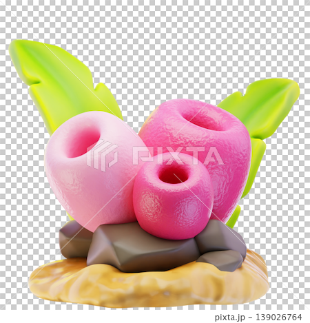 coral 3d render icon, Summer illustration 139026764