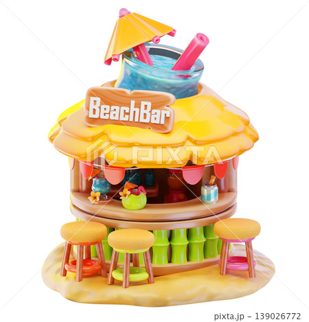 beach bar 3d render icon, Summer illustration beach bar 3d render icon, Summer illustration 139026772