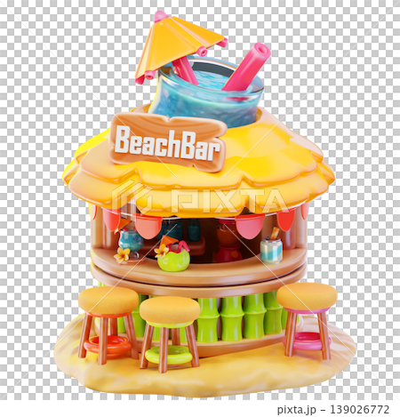 beach bar 3d render icon, Summer illustration beach bar 3d render icon, Summer illustration 139026772