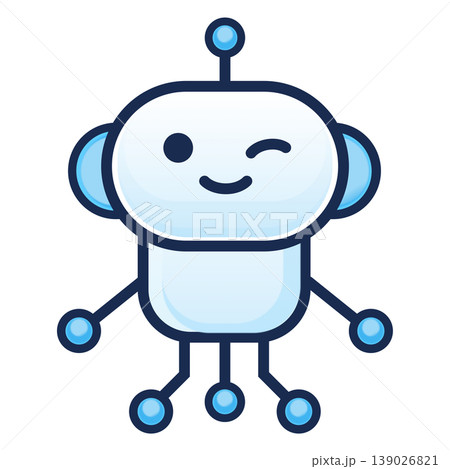 ロボットキャラクターのシンプルなアイコンイラスト、ウインク 139026821