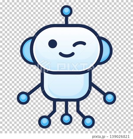 ロボットキャラクターのシンプルなアイコンイラスト、ウインク 139026821
