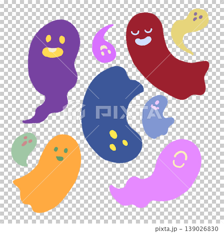 色彩繽紛的微型幽靈插圖 139026830