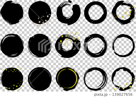 A set of circular frames painted with Japanese-style brushwork. A set of circular frames painted with Japanese-style brushwork. 139027656