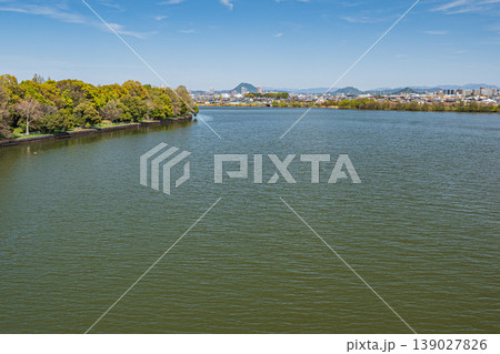 矢橋帰帆島　新緑の樹林　草津市 139027826