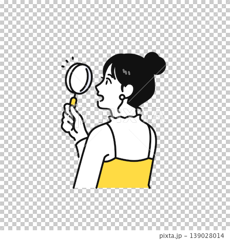 虫めがねを覗いて驚くまとめ髪の若い女性の後ろ姿のイラスト素材 虫めがねを覗いて驚くまとめ髪の若い女性の後ろ姿のイラスト素材 139028014