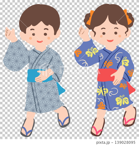 Children dancing in yukata Children dancing in yukata 139028095