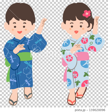 Children dancing in yukata Children dancing in yukata 139028096