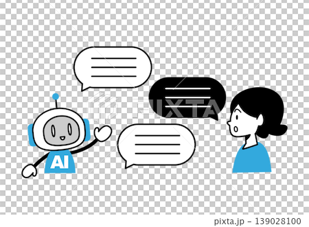 An illustration of a woman interacting with an AI robot. An illustration of a woman interacting with an AI robot. 139028100