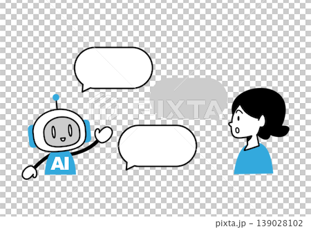 An illustration of a woman interacting with an AI robot. An illustration of a woman interacting with an AI robot. 139028102