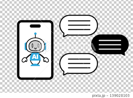 An illustration of a conversation with AI using a smartphone. An illustration of a conversation with AI using a smartphone. 139028103