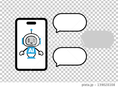 An illustration of a conversation with AI using a smartphone. An illustration of a conversation with AI using a smartphone. 139028108