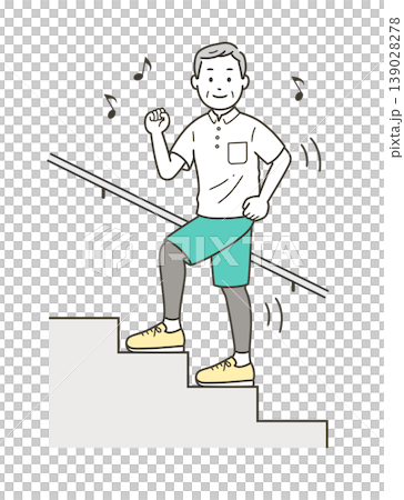 元気に階段を上るミドル世代の男性のイラスト 元気に階段を上るミドル世代の男性のイラスト 139028278